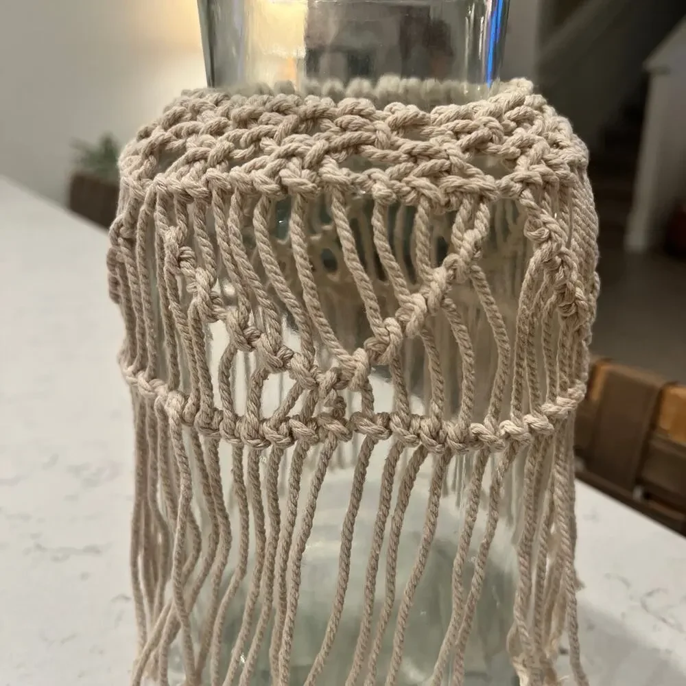 Boho Glass Vase with Macrame